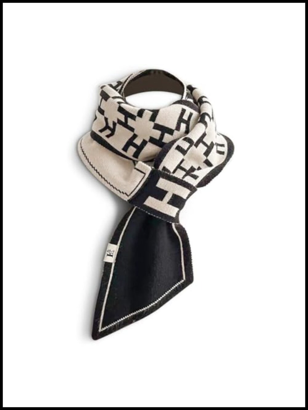 Skinny Knitted Scarf Women Winter Pull-Through Design Plaid Letter Pattern